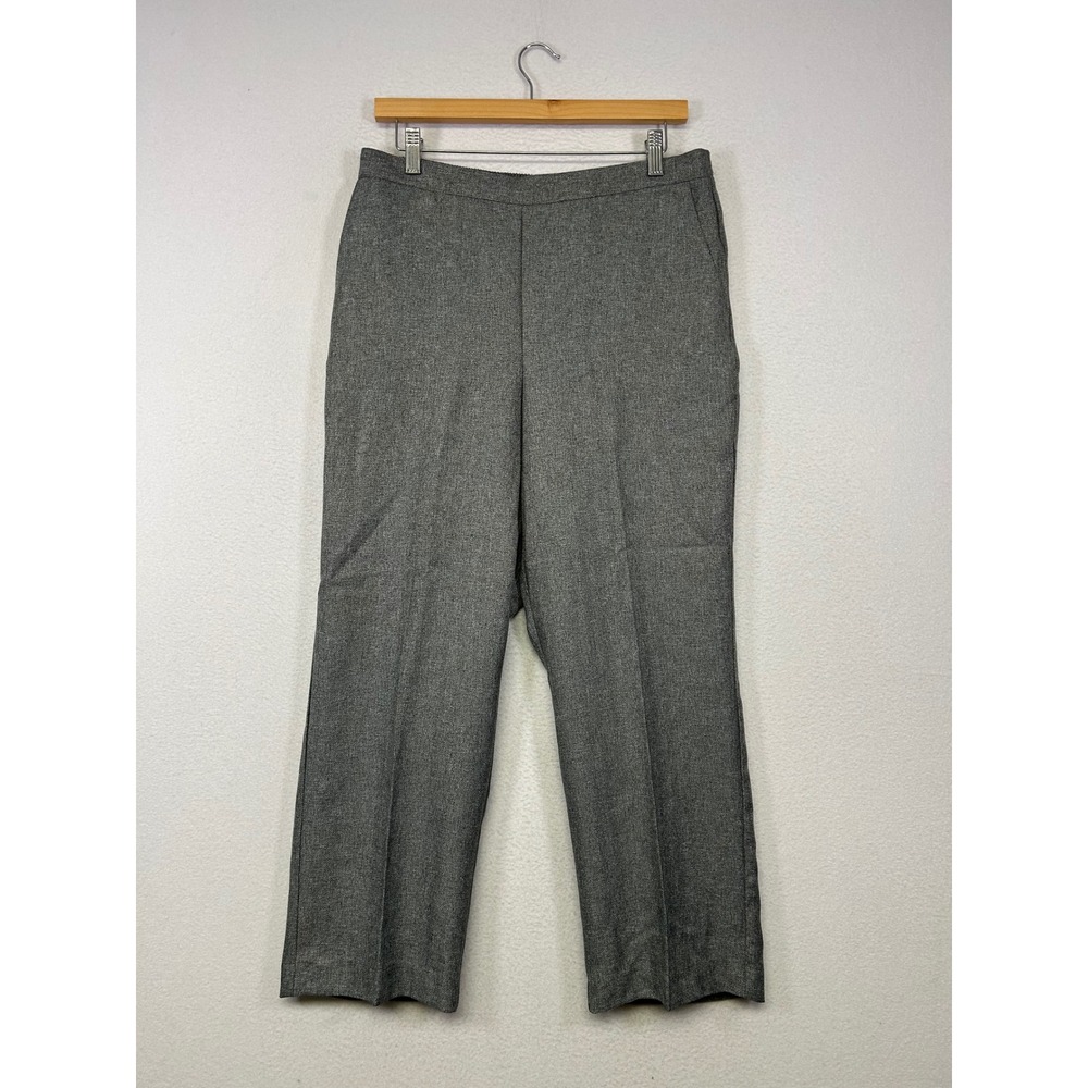 Classic Career Alfred Dunner NWT Womens 14P Grey Herringbone Pull On Trousers